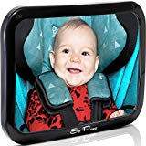 Baby Backseat Mirror for Car - View Infant in Rear Facing Car Seat - 100% Lifetime Satisfaction Guarantee - Best Newborn Safety With Secure Headrest Double-Strap - Essential Car Seat Accessories